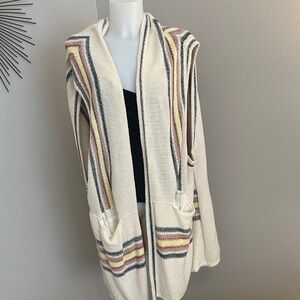 Free People Cream Multicolor Striped Sweater